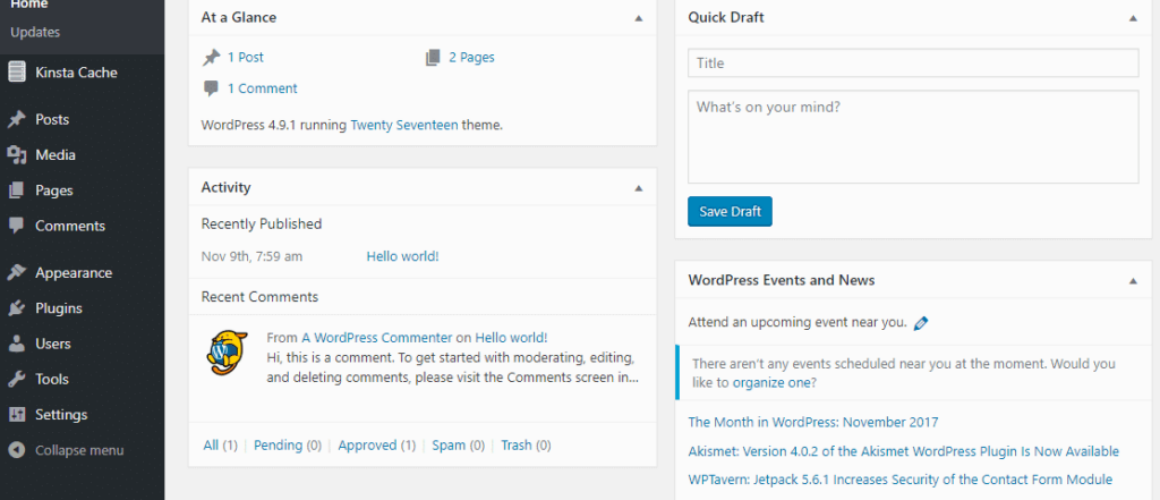 Understanding the basics of WordPress dashboard